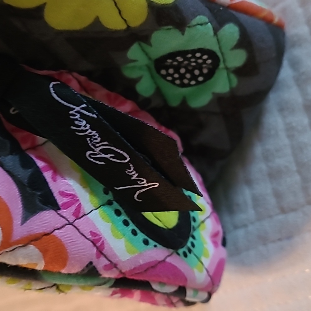 Vera Bradley Lunch Tote Pink Green Black Chevron Handbag - Picture 5 of 8